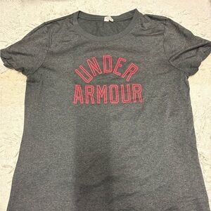 Under Armour Gray Short Sleeve Tee with Pink Logo